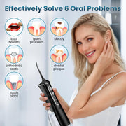 OasiSmile Water Flosser Portable Cordless Dental Irrigator 300ML Reservoir 5 Jet Tips 4 Modes IPX7 Waterproof Black L8