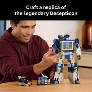LEGO Icons Transformers Soundwave Building Kit with Ravage and Laserbeak Figures, 1505 Pieces, Collectible Display Plaque, Model 6530082