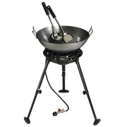 Eastman Outdoors 37502 Big Kahuna Wok Kit Propane Stove Combo with Adjustable Legs and Flip-Top Burner Rack