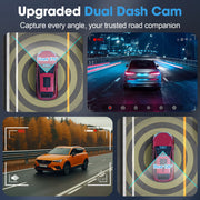 YETOKING XC006 Dual Dash Cam, 1080P Front and 720P Rear, Wide Dynamic Range, Super Night Vision, 24H Parking Mode, Loop Recording, Supports 256GB