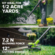 Greenworks PowerAll 24V Cordless Electric String Trimmer and 270 CFM Handheld Blower Combo Kit, 12-Inch Cutting Width, 3.0 Ah USB-C Battery, 30W Charger, GW24V 12 TRI 270 BLO