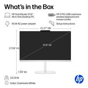 HP OmniStudio All-in-One Desktop PC, 23.8 Inch Full HD IPS Display, Intel Core 3 N350 Processor, 8 GB DDR5 RAM, 512 GB PCIe NVMe SSD, Windows 11 Home, Cashmere White, 24-cu0023w