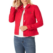 Lee Riders by Lee Indigo Stretch Denim Jacket, Jalapeno Cherry Red, Small, Classic Fit, Button Closure, 10ZFE8CRR