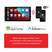 Dual Electronics XDCPA73W 7 Inch Car Stereo Head Unit Double DIN Wired and Wireless Apple Car Play Android Auto with Bluetooth