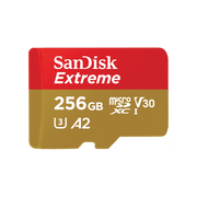 SanDisk Extreme 256GB microSDXC UHS-I Memory Card, Class 10, U3, V30, A2 App Performance, Gold, SDSQXAV-256G-GN6GN