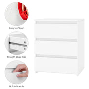 Homfa 1046155 2 Pcs White Nightstand with 3 Drawers, Sofa Table for Living Room, Modern Wooden Storage Cabinet for Bedroom