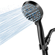 Cshidworld High Pressure Shower Head with 5 Spray Functions, Handheld, 59-Inch Stainless Steel Hose, Black