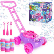 ArtCreativity Bubble Lawn Mower Bubble Blowing Machine for Toddlers Ages 3+, Durable Pink - Easy to Assemble