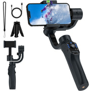 Delpattern Gimbal Stabilizer for Smartphone, 3-Axis Stabilization, AI Face and Object Tracking, Foldable, Portable, USB-C Charging, Black