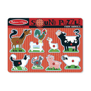 Melissa & Doug 726 Farm Animals Sound Puzzle - Wooden Peg Puzzle With Sound Effects (8 pcs)