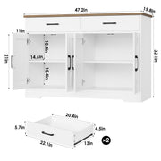 Hiphuta Farmhouse Sideboard Storage Cabinet, 47