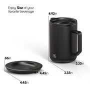 ionMug 7560 Charging Coaster Stainless Steel Self Heating Coffee Mug, Black (12oz)