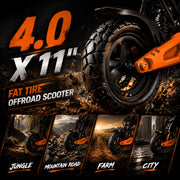 Generic Off Road Electric Scooter, 800W Brushless Motor, 31MPH Speed, 48V 15.6Ah Battery, 30 Miles Range, 11in All-Terrain Tires, Front and Rear Dual Suspension, Dual Disc Brakes, Q202025