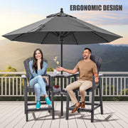 FOOWIN Tall Adirondack Barstools Set of 2 with Double Connecting Tray, HDPE Weather Resistant Outdoor Patio Chairs, Grey, FOOWIN-GJY-BN