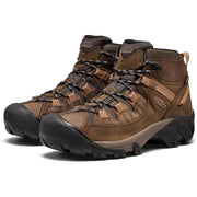 KEEN 1032588 Men's Targhee II Mid Waterproof Hiking Boots, Premium Leather, Breathable Mesh, Ankle Support, Black Olive Chipmunk, 12