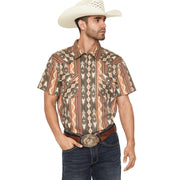 Sendero Provisions Co. Wyatt Pearl Snap Short-Sleeve Serape Button-Down Shirt, Tempe Stripe, 100% Cotton, Loose Fit, SPCS723S13Y
