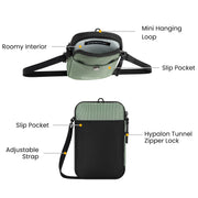 Sherpani Simplicity Anti-Theft Crossbody Wallet, RFID Protection, Water-Resistant Recycled Nylon, Adjustable Strap, Gunmetal Hardware