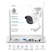 ZOSI 84U2-1864W8-US-A3 AI Human Detected 4MP Wireless Security Camera System with Two Way Audio