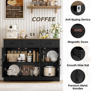 Homfa Sideboard Cabinet, 42.5 in Kitchen Buffet with 3 Drawers, Adjustable Shelf, Black Brown Farmhouse Style