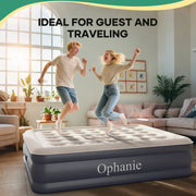 Ophanie Queen Air Mattress, 18-Inch Elevated Inflatable Bed with Built-In Pump, Puncture-Resistant PVC, Portable Dark Gray AMH3V150
