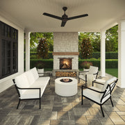 My Texas House Cambria Steel Outdoor Dining Chairs, Set of 2, Black Powder-Coated Frame, Off-White Cushions