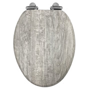 Home Solutions Elongated Distressed Gray Wood Veneer Toilet Seat with Slow Close Lid and Chrome-Plated Hinges, 11718