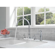 Delta Faucet 2497LF-PN Two Handle Kitchen Faucet with Spray, Polished Nickel