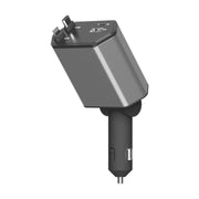 Zsou 4-in-1 Retractable Car Charger with USB-C and Lightning Cables, Dual USB Ports, 45W Total Output, Black