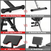 GIKPAL Adjustable Weight Bench, 10 Positions, Heavy-Duty Steel Frame, High-Density Foam Padding, Supports 900 lb, Black