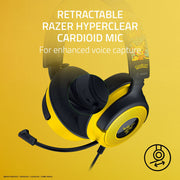 Razer Kraken V4 X Wired Over-Ear Gaming Headset Pokmon Edition, 7.1 Surround Sound, TriForce 40mm Drivers, Retractable Cardioid Mic, Hybrid Memory Foam Cushions, USB Type C & A