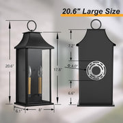 Lawyettle Dusk to Dawn Outdoor Wall Light, 20.6 in Large 2-Light Black Waterproof Wall Sconce with Glass, Modern Exterior Wall Lantern for Porch, Garage, Patio MX7008