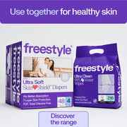 Freestyle Total Chlorine Free Baby Diapers, Hypoallergenic, 14x Better Absorption, Newborn Up to 10 lbs, 56 Count