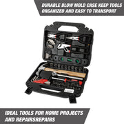 Hyper Tough 44038 110-Piece Home Project Tool Set with Storage Case, Brown