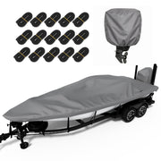 Agricasst 22-24FT Trailerable Boat Cover Set, Heavy-Duty 1200D Waterproof Tarp with Motor Cover, 15 Adjustable Straps, Gray