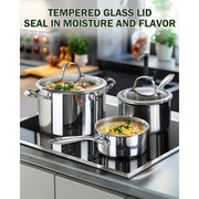 Cooks Standard Stainless Steel 6-Piece Multi-Ply Clad Cookware Set, Silver, Includes 1.5-Quart and 3-Quart Saucepans with Lids, 8-Quart Stockpot with Lid