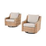 Better Homes & Gardens River Oaks Outdoor Swivel Gliders Set of 2, Natural Brown, Weather-Resistant Cushions, Steel Frame, Includes Patio Covers