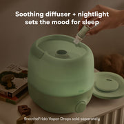 Frida Baby 3-in-1 Cool Mist Humidifier with Essential Oil Diffuser and Nightlight, Top-Fill, 60 Hour Runtime, Whisper Quiet, Sage Green
