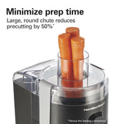 Hamilton Beach HealthSmart Compact Centrifugal Juicer Machine, 400W Motor, Large 2.4 Inch Feed Chute, BPA Free, Black and Gray, 67502