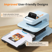 HTVRONT Heat Press Machine, 15x15 in Automatic, Adjustable Pressure 20-80 kg, Height Clearance 4.5 cm, Blue