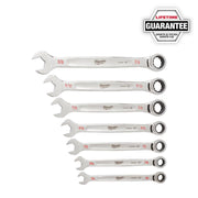Milwaukee 48-22-9406 SAE Combination Ratcheting Wrench Mechanics Tool Set (7-Piece)