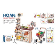 Valesan JT300575 Supermarket Play Set Plastic Toy w/ Shopping Cart Coffee Shop 64 Pcs