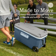 Coleman 2182754 316 Series 100QT Hard Chest Wheeled Cooler, Lakeside Blue