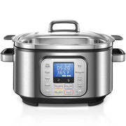 AICOOK SH-MC522 Slow Cooker, 10 in 1 Programmable Cooker, 6Qt Stainless Steel