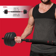 FitRx 8397WM 4-in-1 Portable Interchangeable Dumbbell, Barbell and Kettlebell Set, Black