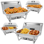 8 qt. Chafing Dish Buffet Set Stainless Chafer with 2 Full & 4 Half Si