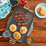The Pioneer Woman PWS442769314390 Prairie Signature Cast Aluminum Double Griddle, Charcoal Speckle