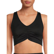 Avia RC221025 Women's Ruched V-Neck Sports Bra, Black Soot, XL – VIPOutlet