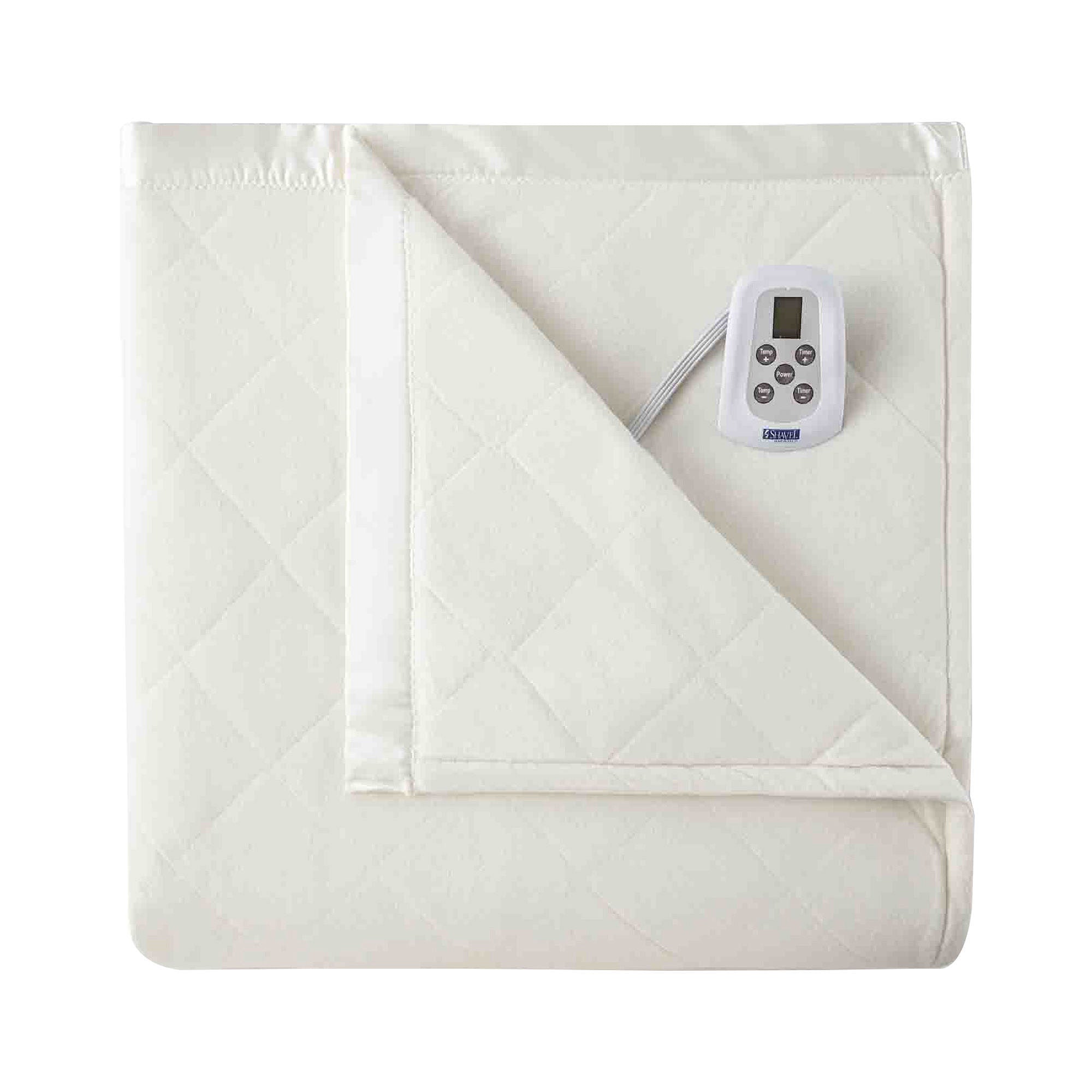 Shavel Home Products Micro Flannel Solid Electric Heated Blanket Ivory