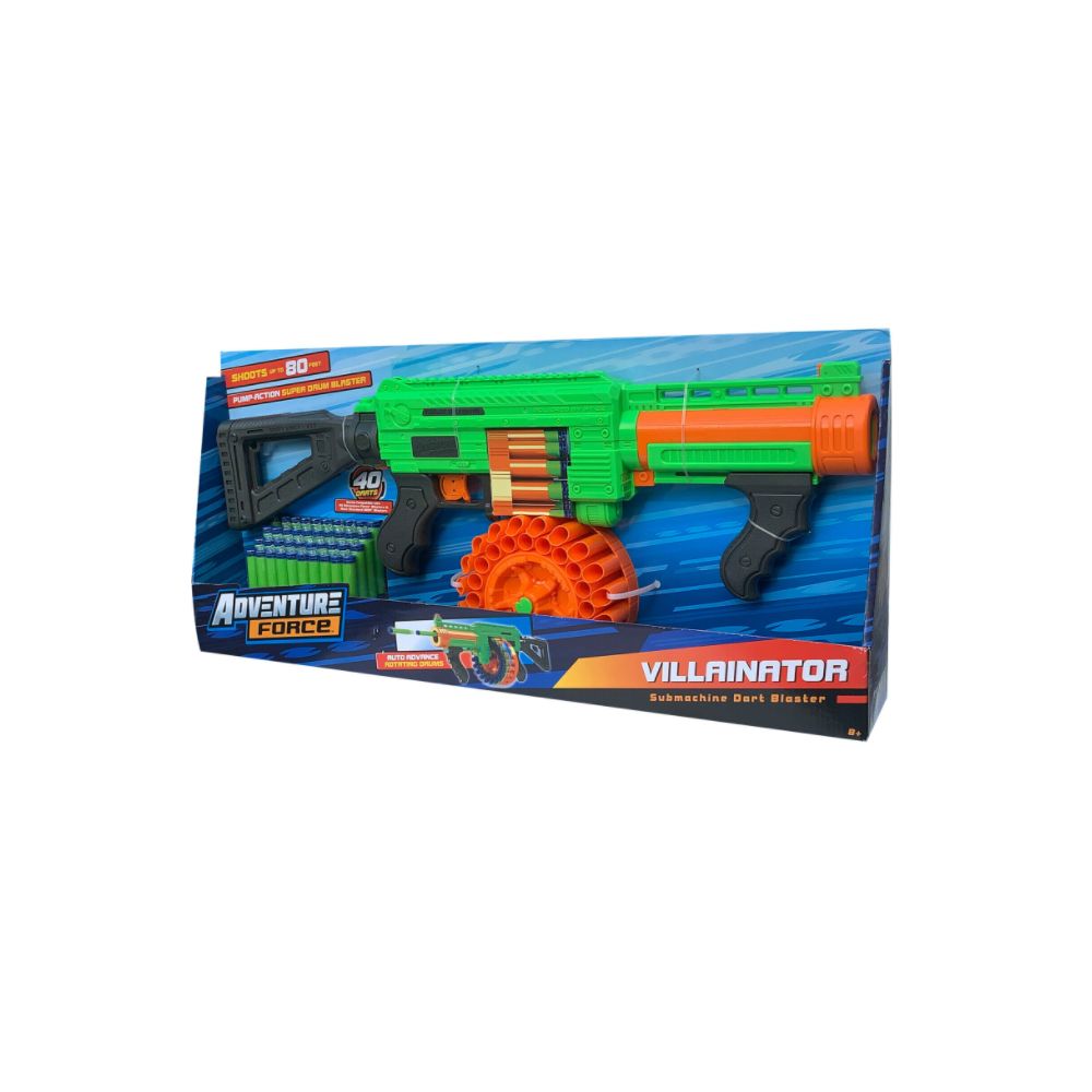 Adventure Force 6387 Villainator Submachine Pump-Action SuperDrum Dart ...