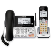 VTech CS5249 Extended Range DECT 6.0 Expandable Corded & Cordless Phone with Answering system, (Silver/Black)
